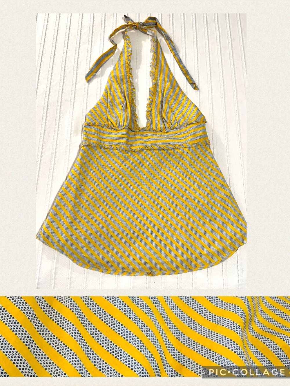J.Crew Striped Halter Tank in Yellow & Blue